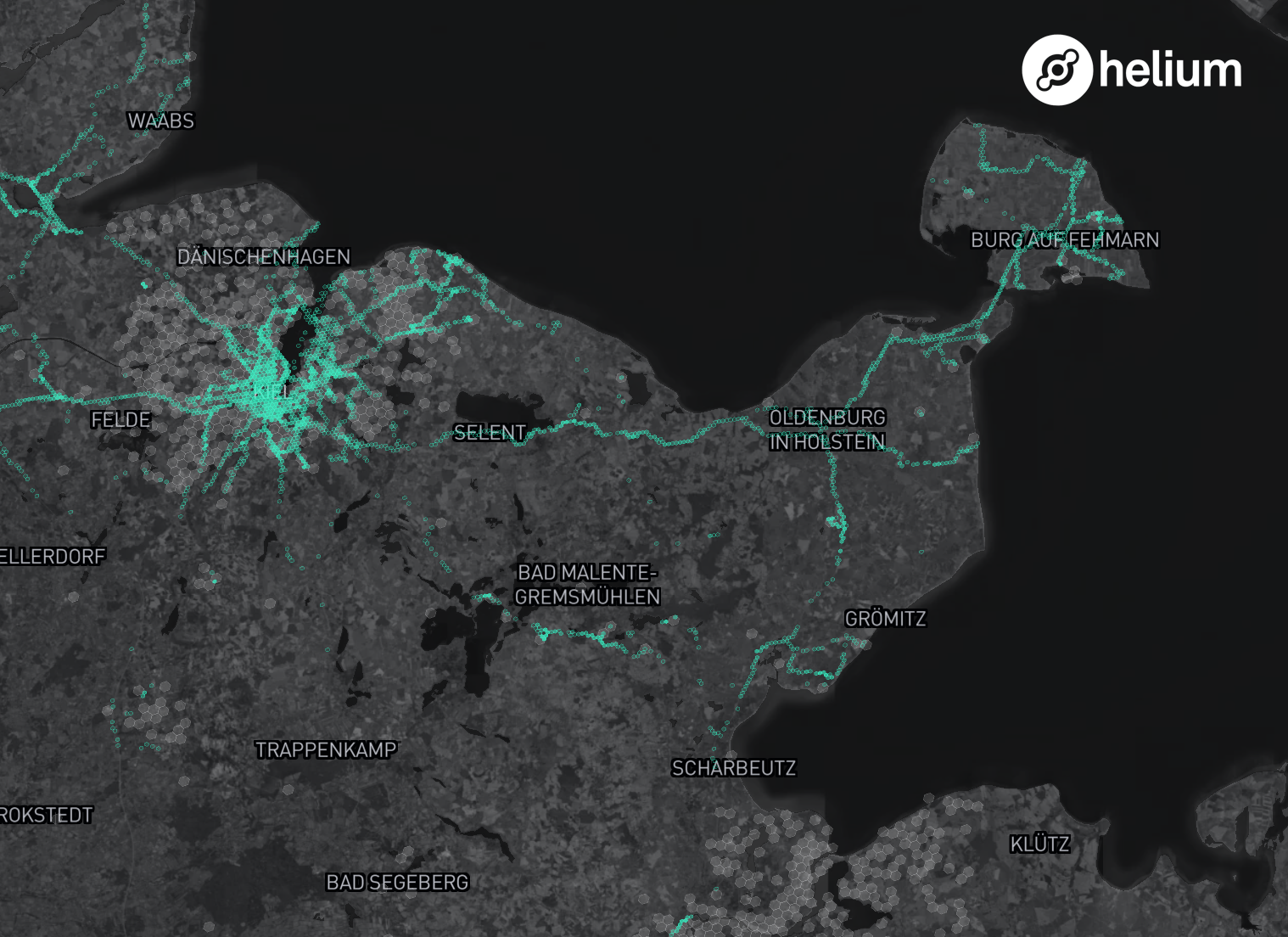 LoRaWAN Abdeckung vom Helium an der Ostsee