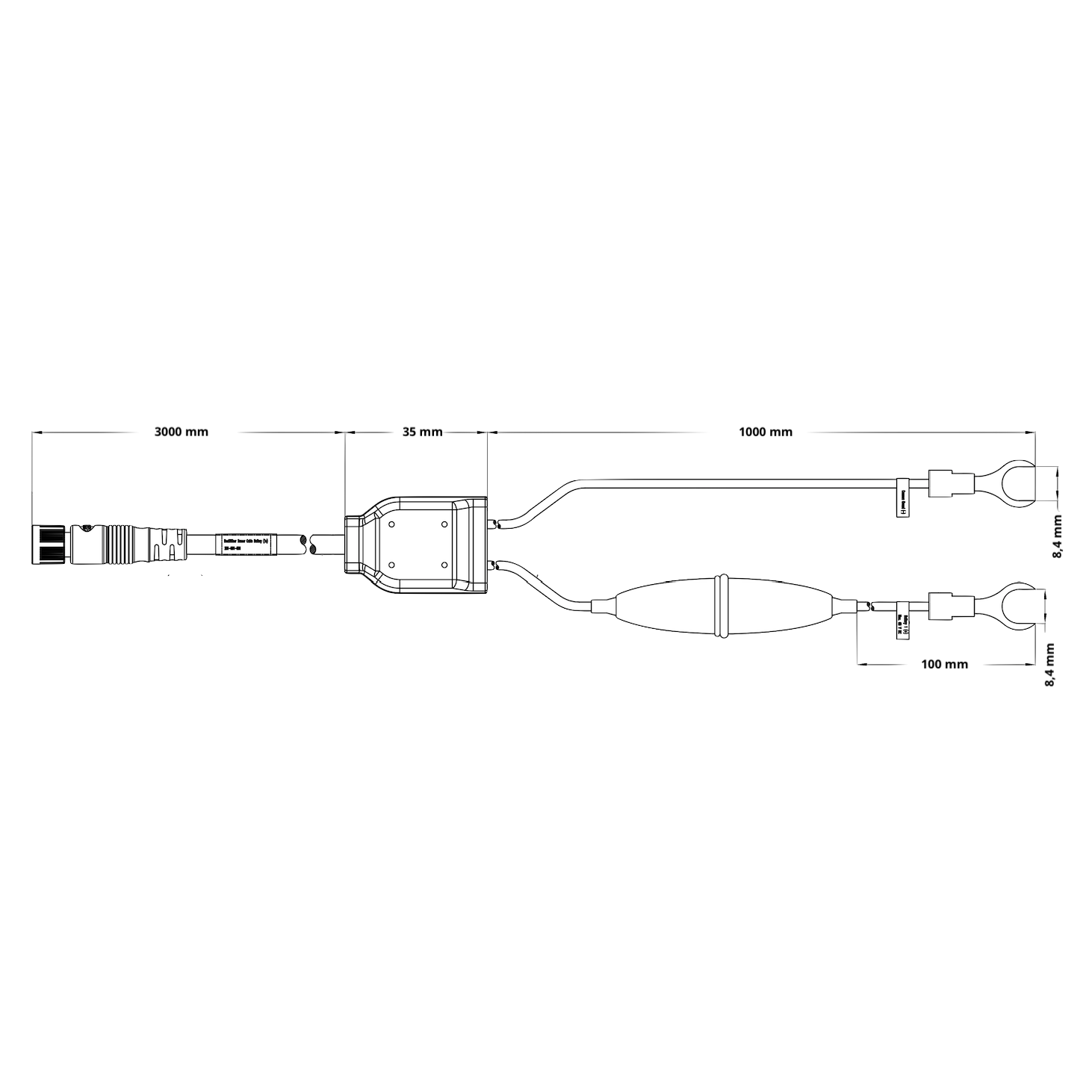 Sensor Cable for one Battery, Dimensions